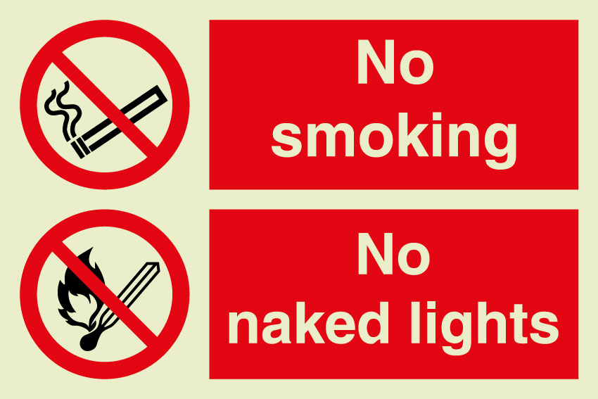 NO SMOKING NO NAKED LIGHTS WARNING SAFETY STICKERS X 2