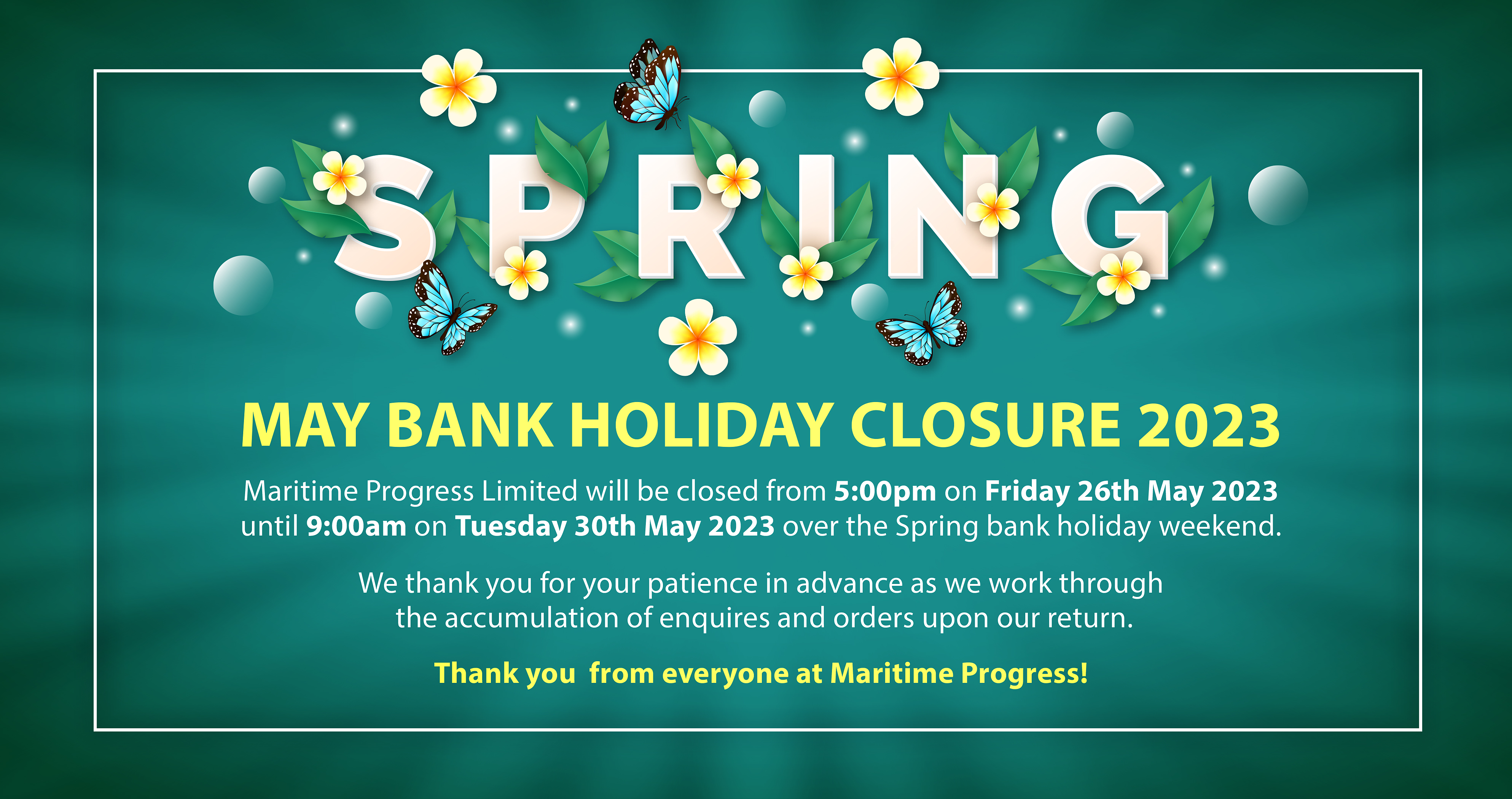 End of May Bank holiday advert